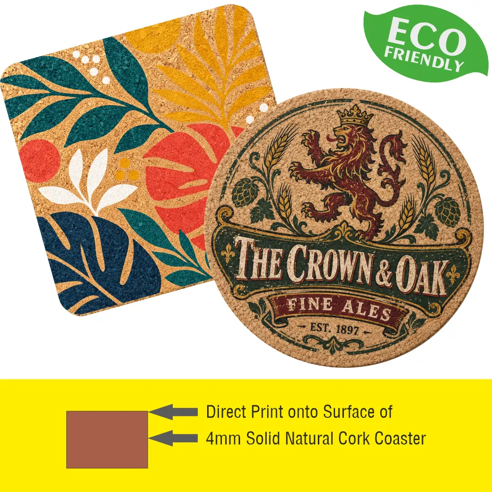 SOLID CORK COASTER 4mm - from 77p